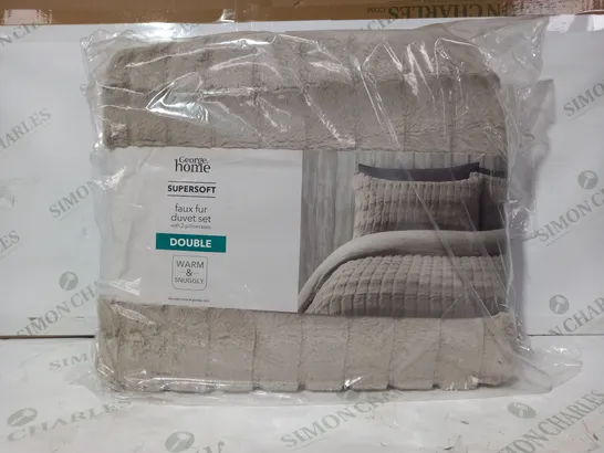 BRAND NEW SUPERSOFT FAUX FUR DUVET SET WITH 2 PILLOWCASES IN GREY - DOUBLE