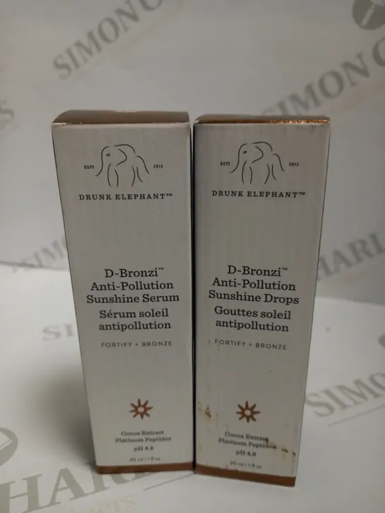 LOT OF 2 X 30ML DRUNK ELEPHANT D-BRONZI ANTI-POLLUTION SUNSHINE SERUM