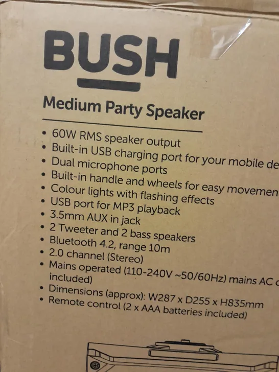 BOXED BUSH MEDIUM PARTY SPEAKER PT-951 IN BLACK 