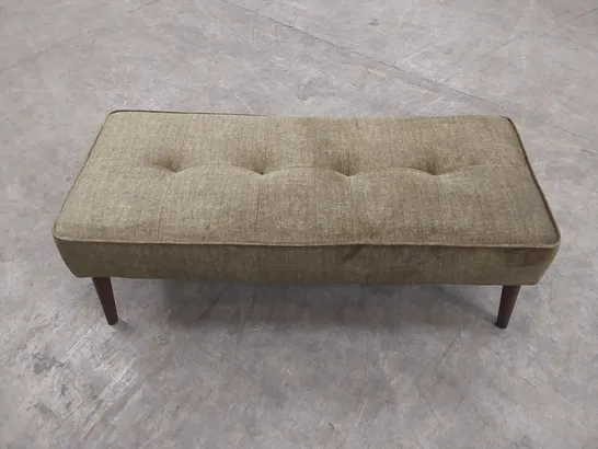 DESIGNER OLIVE FABRIC UPHOLSTERED STOOL/BENCH