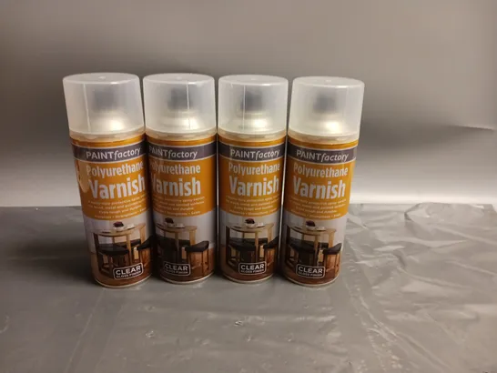 LOT OF 4 PAINT FACTORY POLYURETHANE VARNISH CLEAR GLOSS FINISH 400ML