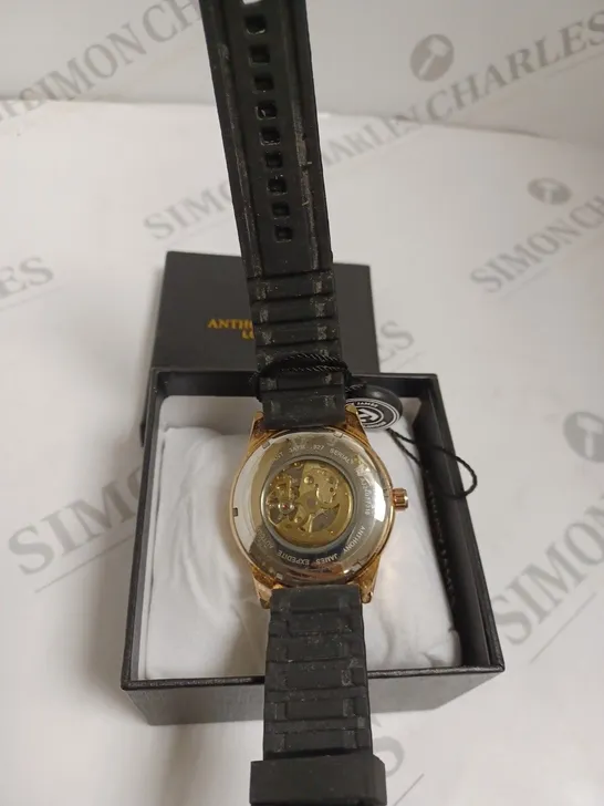 BOXED ANTHONY JAMES LIMITED EDITION EXPEDITE WATCH - BLACK & GOLD