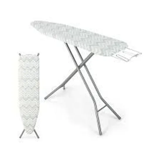 BOXED COSTWAY 154 X 36cm FOLDING IRONING BOARD WITH EXTRA COTTON COVER - WHITE