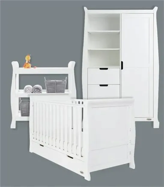 BOXED STAMFORD COT BED 3-PIECE NURSERY FURNITURE SET (5 OF 6 BOXES, MISSING 1 BOX)