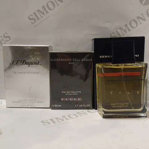 LOT OF APPROXIMATELY 15 ASSORTED ITEMS TO INCLUDE - SERGIO TACCHINI STILE - SEALED ALESSANDRO DELL ACQUA MAN - S.T. DUPONT 58 AVENUE MONTAIGNE POUR HOMME EAU DE TOILETTE 30ML SPRAY ECT