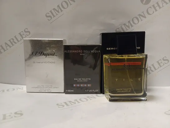 LOT OF APPROXIMATELY 15 ASSORTED ITEMS TO INCLUDE - SERGIO TACCHINI STILE - SEALED ALESSANDRO DELL ACQUA MAN - S.T. DUPONT 58 AVENUE MONTAIGNE POUR HOMME EAU DE TOILETTE 30ML SPRAY ECT