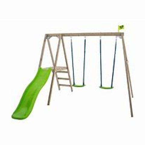 TP FOREST MULTIPLAY DOUBLE WOODEN SWING SET & SLIDE - 3 BOXES