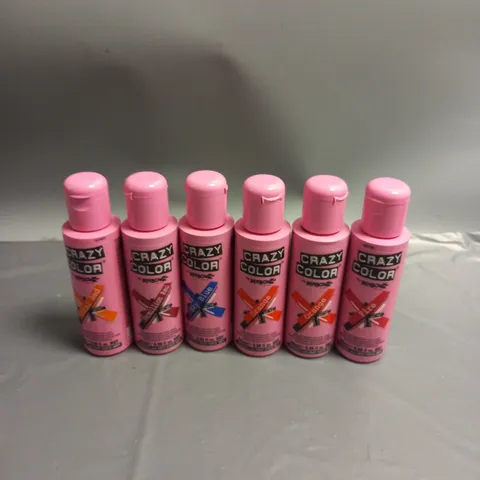 LOT OF 6 BOTTLES OF CRAZY COLOR SEMI-PERMANENT HAIR COLOUR CREAM VARIOUS COLOURS 100ML