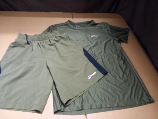 BERGHAUS GREEN SHORTS AND TEE - UK M