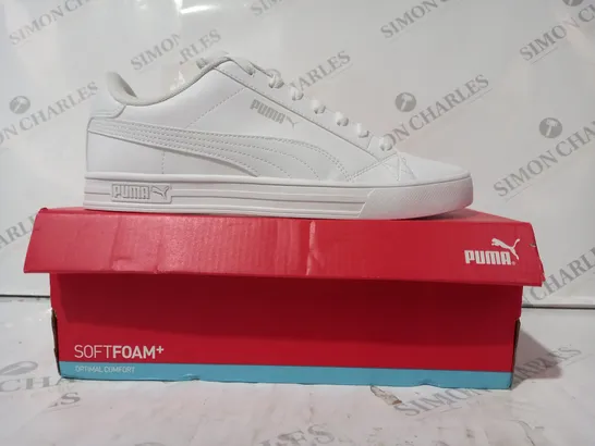 BOXED PAIR OF PUMA SMASH VULC 3 SHOES IN WHITE UK SIZE 9