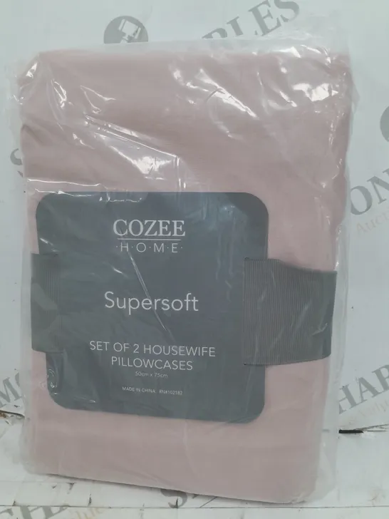 COZEE HOME SUPERSOFT SET OF 2 HOUSEWIFE PILLOWCASES - ROSE SMOKE 