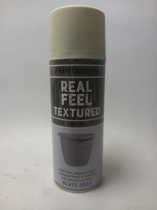 BOX OF 12 REAL FEEL TEXTURED QUICK DRYING PAINT - SLATE GREY - 400ML - COLLECTION ONLY 