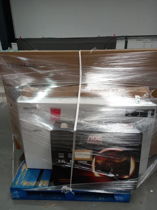 PALLET OF ASSORTED DAMAGED AND FAULTY TELEVISIONS TO INCLUDE HISENSE, AOC AND PANASONIC - COLLECTION ONLY 