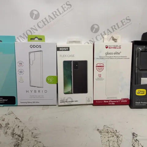 BOX OF APPROX 25 ASSORTED PHONE ITEMS TO INCLUDE - QDOS SAMSUNG GALAXY S23 - XQISIT SAMSUNG GALAXY S20+ - OTTER SAMSUNG GALAXY S20 ULTRA ETC