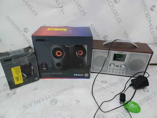 APPROXIMATELY 15 ASSORTED ELECTRICAL ITEMS TO INCLUDE GAMING SPEAKERS, WIRELESS MOUSE, POLAROID RADIO, ETC