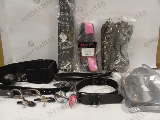 BOX OF APPROX 15 ASSORTED ADULT BONDAGE ITEMS 