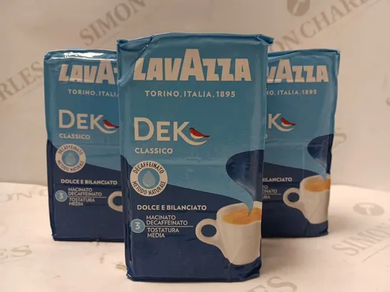 LOT OF APPROX 8 X 250G LAVAZZA CAFFÈ DEK CLASSICO DECAFFEINATO GROUND COFFEE