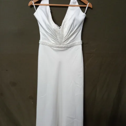 D'ZAGE IVORY EMBELLISHED WEDDING DRESS - SIZE UNSPECIFIED