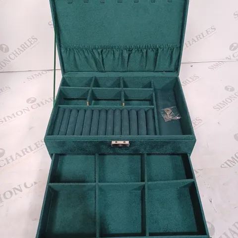 GREEN FELT JEWELLERY BOX