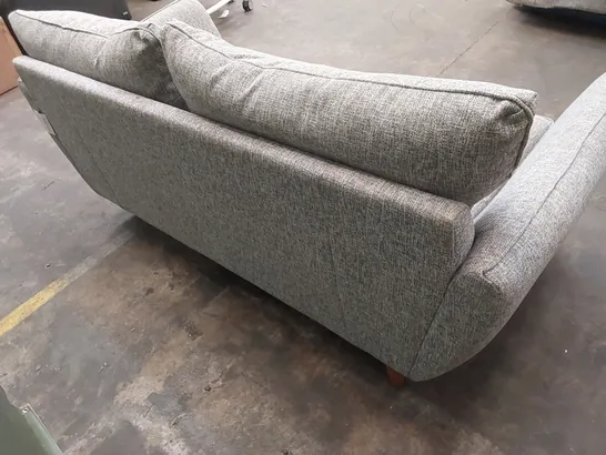 DESIGNER 3 SEATER LIGHT GREY FABRIC UPHOLSTERED SOFA