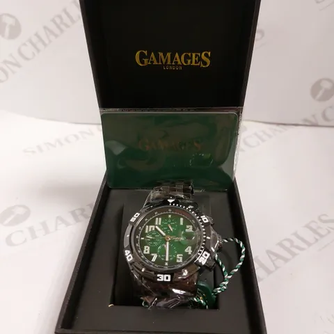 GAMAGES OF LONDON LIMITED EDITION HAND ASSEMBLED VELOCITY AUTOMATIC WATCH - BLACK