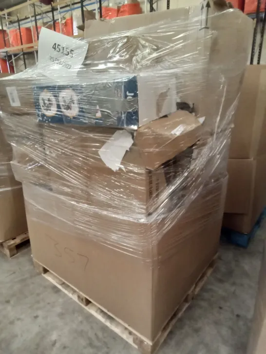 PALLET OF ASSORTED ITEMS INCLUDING SALON STOOL, HIGHBACK BOOSTER SEAT, STOOLS, JOIE JUNIOR TWIN PUSHCHAIR 