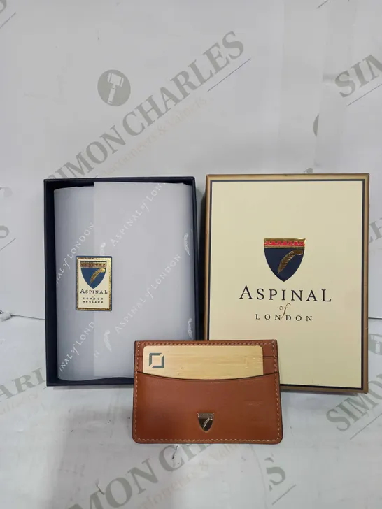 ASPINAL OF LONDON SLIM CARD HOLDER IN SMOOTH TAN