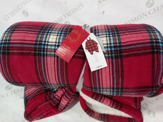 M&S HOME SNUGGLE ADULT'S HOODED BLANKET IN RED CHECK SIZE LARGE