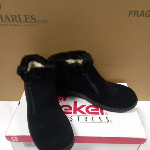 RIEKER FLUFFY CUFF ANKLE BOOTS - SIZE UK 6