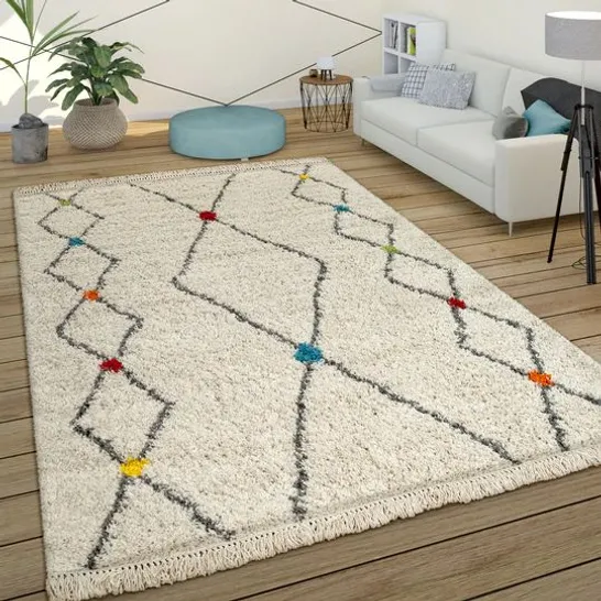 BRAND NEW PACO HOME 282 WOOLY RUG IN CREAM - 60 x 100cm