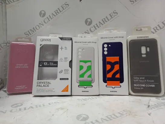 BOX OF APPROX 30 ASSORTED PROTECTIVE PHONE CASES FOR VARIOUS MODELS TO INCLUDE SAMSUNG GALAXY S9+ , GALAXY S22+, IPHONE 2020 5.4" ETC 