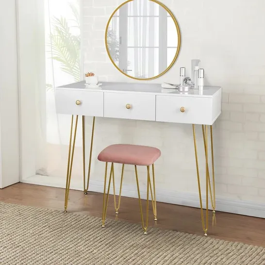 BOXED VALOR DRESSING TABLE WITH MIRROR - WHITE (1 BOX)