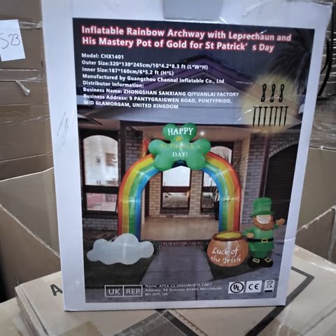 BOXED INFLATABLE ST PATRICK'S DAY RAINBOW ARCHWAY WITH LEPRECHAUN 