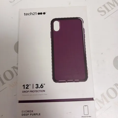 APPROXIMATELY 10 BRAND NEW BOXED TECH 21 12FT/3.6M DROP PROTECTION EVO ROX DEEP PURPLE PHONE CASES FOR IPHONE XS MAX