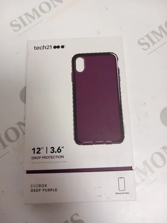 APPROXIMATELY 10 BRAND NEW BOXED TECH 21 12FT/3.6M DROP PROTECTION EVO ROX DEEP PURPLE PHONE CASES FOR IPHONE XS MAX