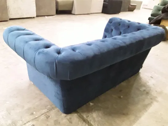 QUALITY DESIGNER BENNER 172CM VELVET SCROLL ARM BENNERFIELD LOVESEAT - DARK BLUE FABRIC