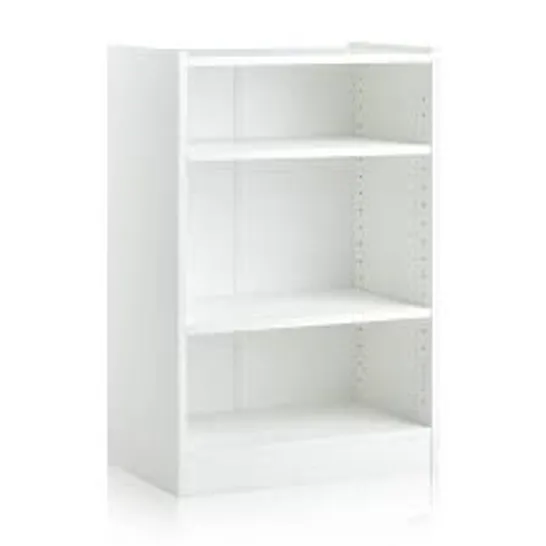 BOXED 3-TIER FLOOR STANDING OPEN BOOKSHELF WITH ANTI-TOPPLING DEVICE - WHITE