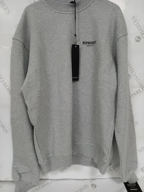 REPRESENT OWNERS CLUB SWEATER IN ASH GREY/BLACK - XS