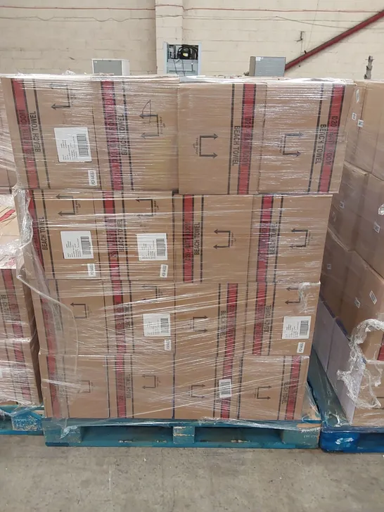 PALLET TO CONTAIN APPROX 48 BOXES OF BRAND NEW UNION JACK BEACH TOWELS - 9 TOWELS PER BOX // SIZE: APPROX 71 X 152cm // COMBINED RRP £2,376.00