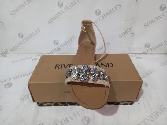 RIVER ISLAND BROWN LIGHT DIAMOND STUDDED SANDLES SIZE 7