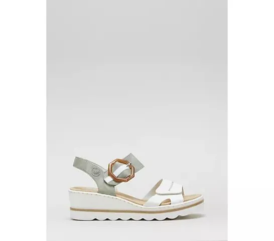 RIEKER WEDGE SANDAL WITH BUCKLE DETAIL- MINT SIZE 4