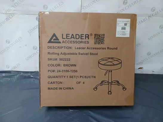 BOXED LEADER ACCESSORIES ROUND ROLLING ADJUSTABLE SWIVEL STOOL