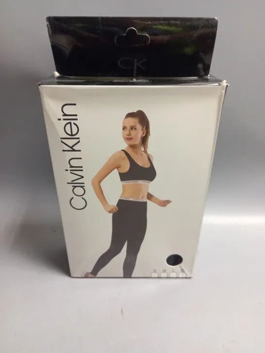 BOXED CALVIN KLEIN LADIES CROP TOP AND LEGGINGS SET BLACK SIZE MEDIUM