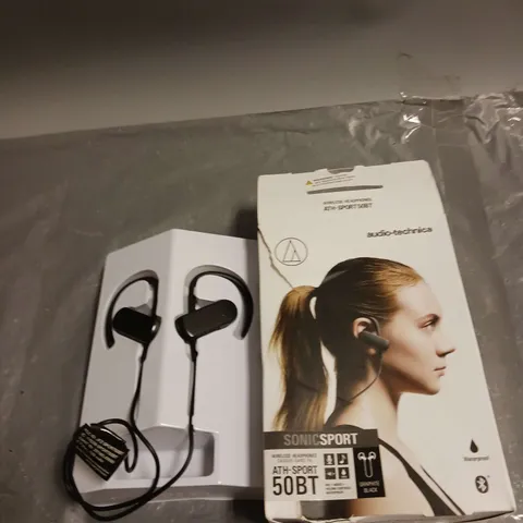 BOXED AUDIO-TECHNICA SONICSPORT WIRELESS HEADPHONES IN BLACK 