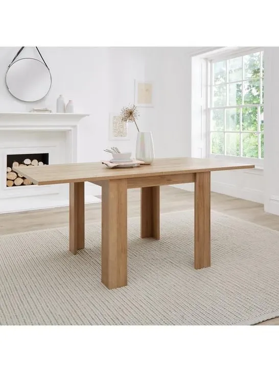 BOXED DARK OAK PANAMA EXTENDING DINING TABLE (2 BOXES)