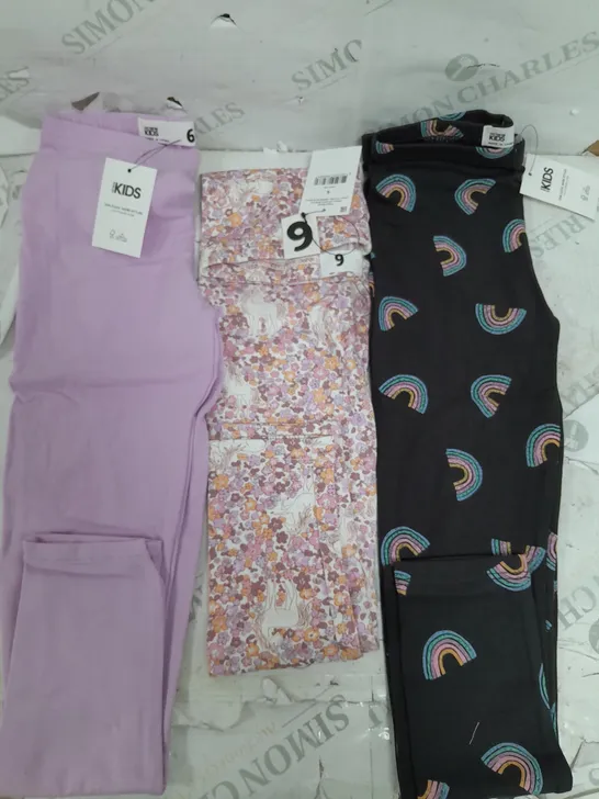 BOX OF APPROX 110 ASSORTED BRAND NEW KIDS GIRLS LEGGINGS VARIOUS SIZES & PATTERNS 