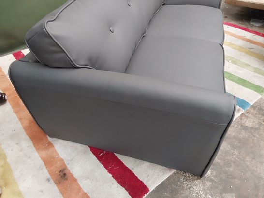 DESIGNER GREY LEATHER FIXED TWO SEATER SOFA 