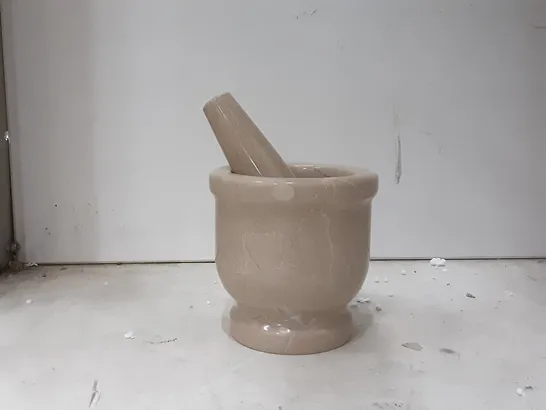 BOXED MARBLE PESTLE AND MORTAR , HAS A CHIP 