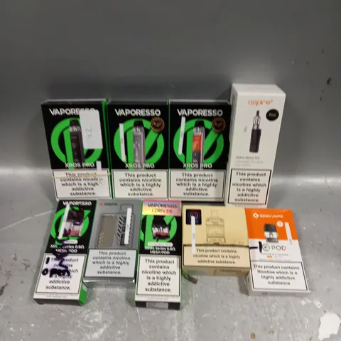 APPROXIMATELY 20 ASSORTED E-CIGARETTE PRODUCTS/ACCESSORIES TO INCLUDE ASPIRE, GEEK VAPE, VAPORESSO ETC 