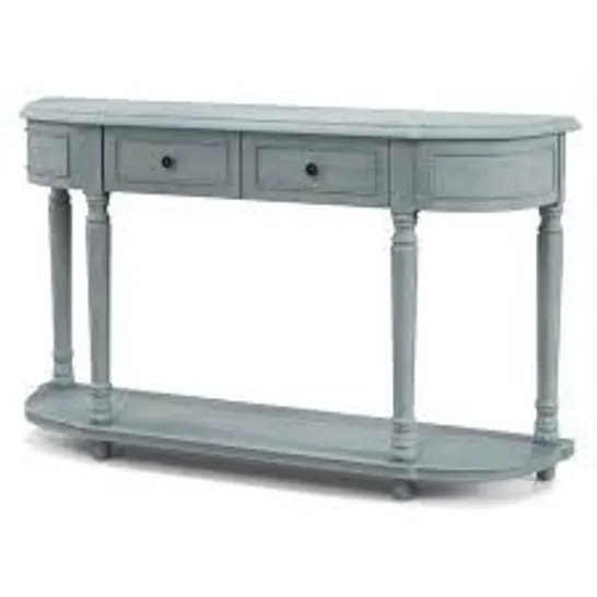 BOXED COSTWAY RETRO CONSOLE TABLE ENTRYWAY ACCENT TABLE NARROW HALL SOFA SIDE TABLE 2 DRAWERS - BLUE